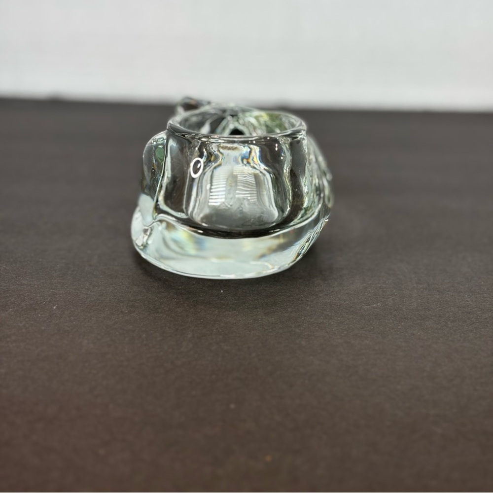 Vintage Indiana Glass Crystal Clear Sleeping Cat Votive Candle Tea Light Holder - Picture 2 of 8